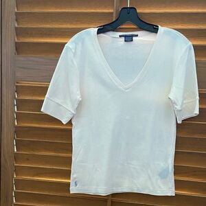 Ralph Lauren Cream V-Neck Short Sleeve Tee